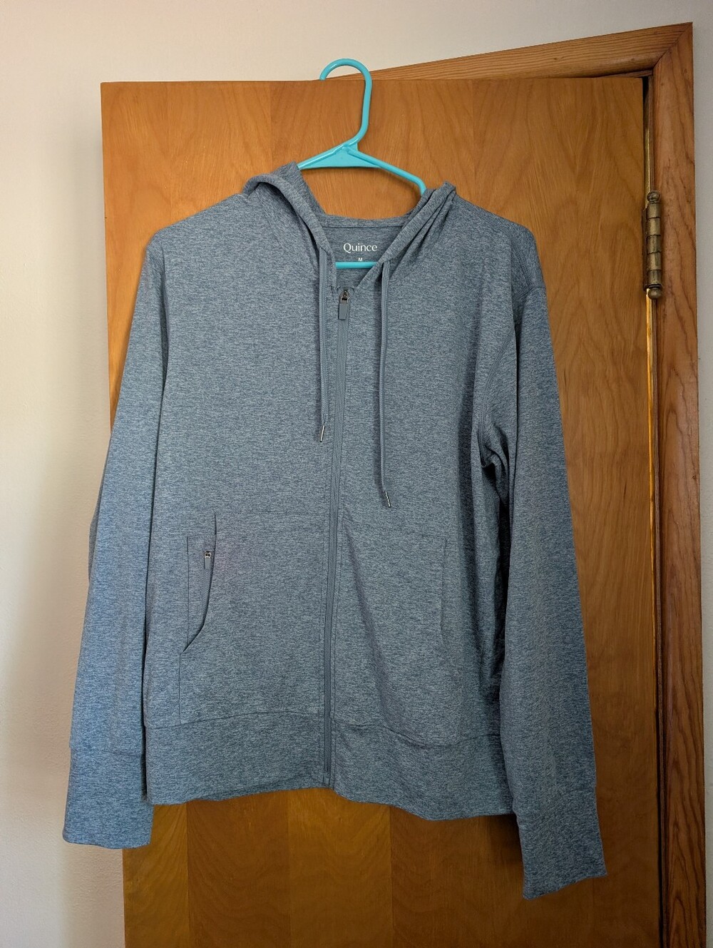 Quince Flowknit Full-Zip Hoodie, Heather Sky Blue, M